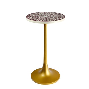 Nysha 25" Modern Bohemian Metal/Resin Inlay Top End Table